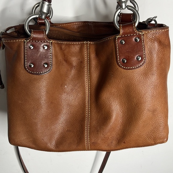 Fossil Leather Handbag with Braided Handles 3 inside arena & Crossbody strap - Picture 2 of 9